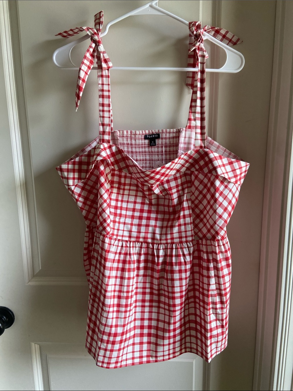 torrid Red & White Gingham Tie-Strap Top